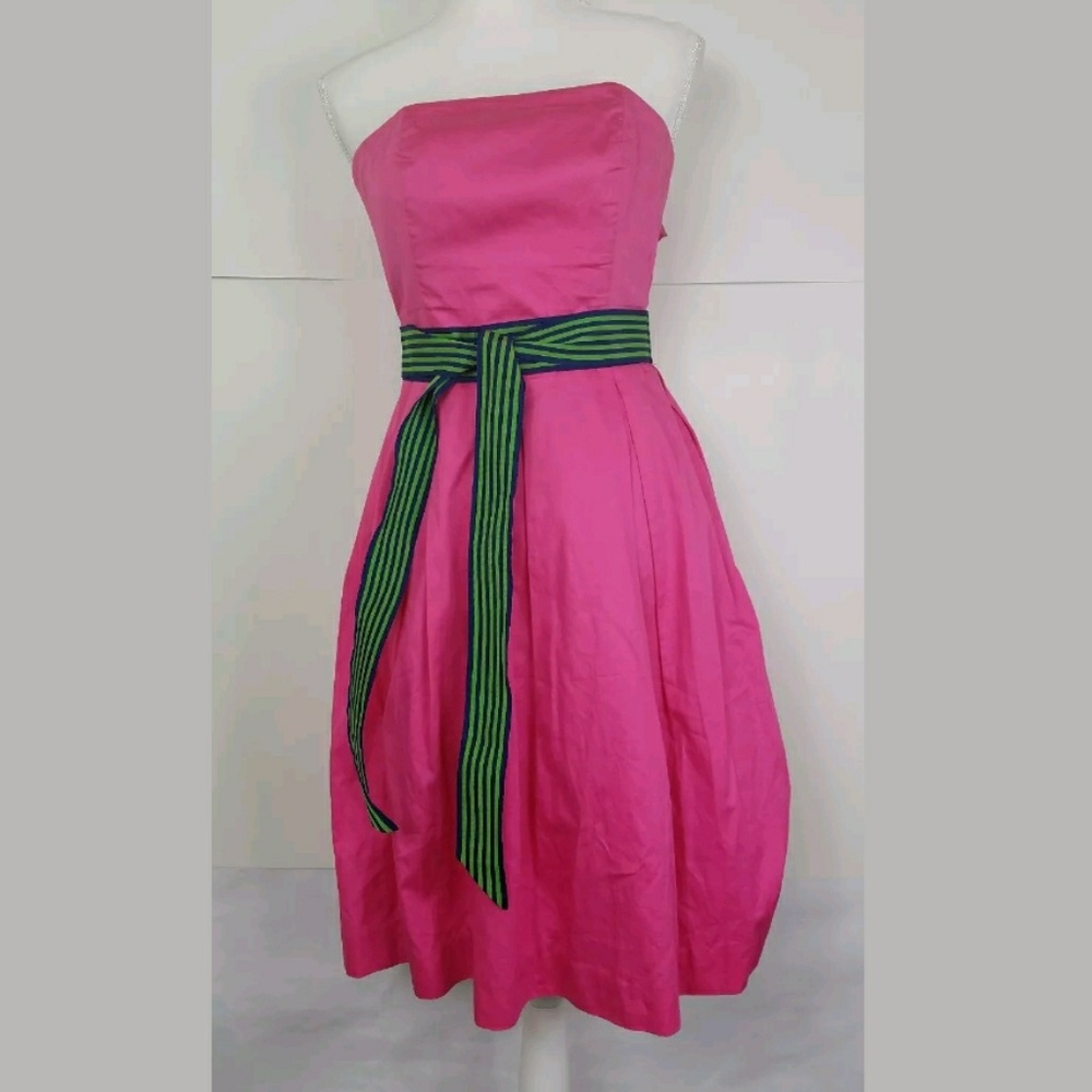 Lilly Pulitzer Dress SZ 0 Solid Pink Strapless A l